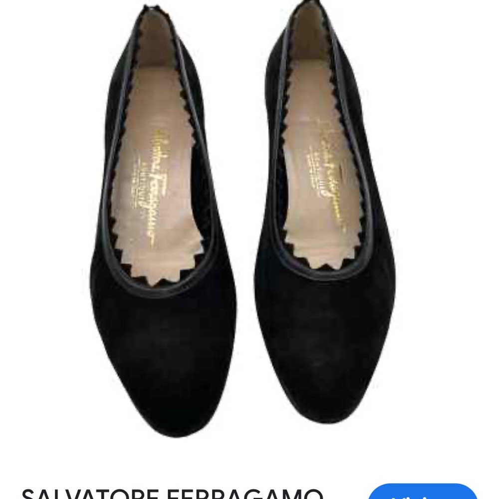 Salvatore Ferragamo Black Flats with Scalloped Design